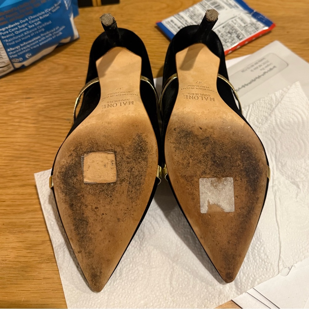 Malone Souliers Maureen Pumps 100mm in black and gold size 37 - Picture 5 of 6